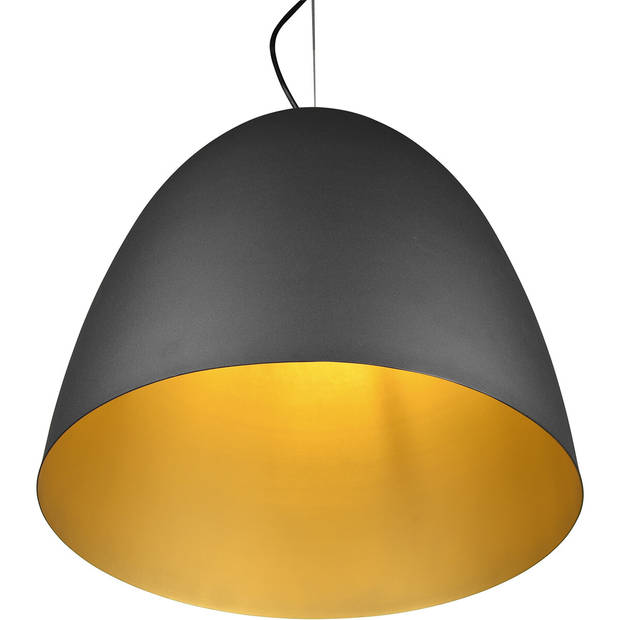 LED Hanglamp - Hangverlichting - Trion Lopez XL - E27 Fitting - 1-lichts - Rond - Mat Zwart/Goud - Aluminium