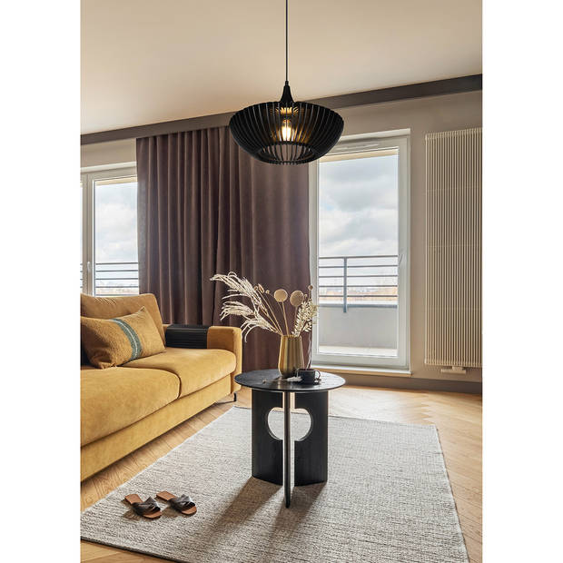 LED Hanglamp - Hangverlichting - Trion Colman - E27 Fitting - Rond - Mat Zwart - Aluminium
