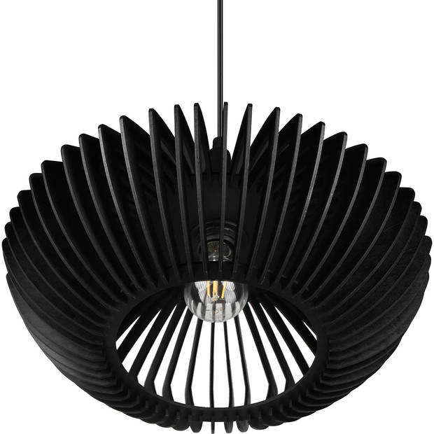 LED Hanglamp - Hangverlichting - Trion Colman - E27 Fitting - Rond - Mat Zwart - Aluminium