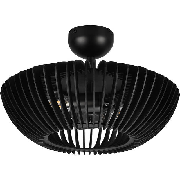 LED Plafondlamp - Plafondverlichting - Trion Colman - E27 Fitting - 2-lichts - Rond - Mat Zwart - Aluminium