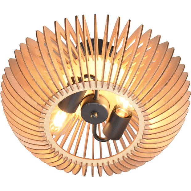 LED Plafondlamp - Plafondverlichting - Trion Colman - E27 Fitting - 2-lichts - Rond - Mat Bruin - Aluminium