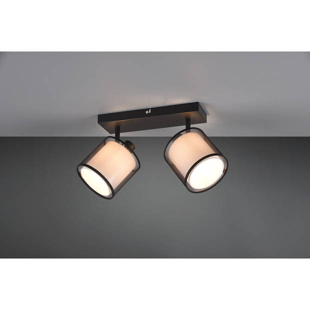 LED Plafondspot - Plafondverlichting - Trion Bidon - E14 Fitting - 2-lichts - Rechthoek - Mat Zwart - Aluminium