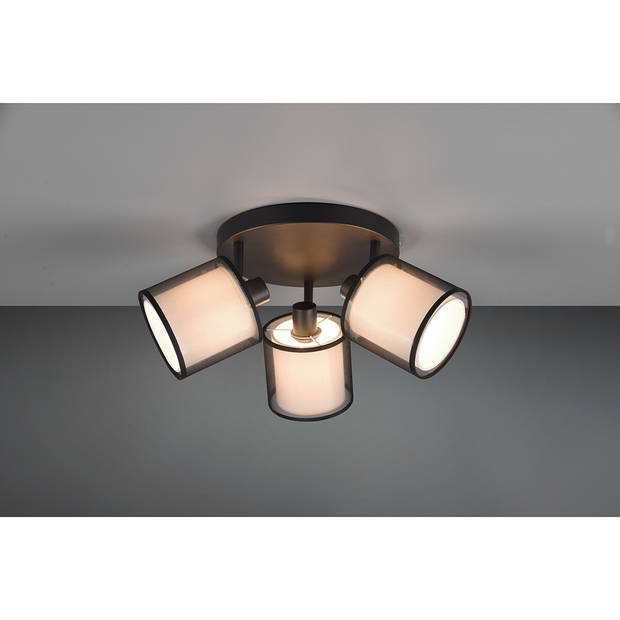 LED Plafondspot - Plafondverlichting - Trion Bidon - E14 Fitting - 3-lichts - Rond - Mat Zwart - Aluminium
