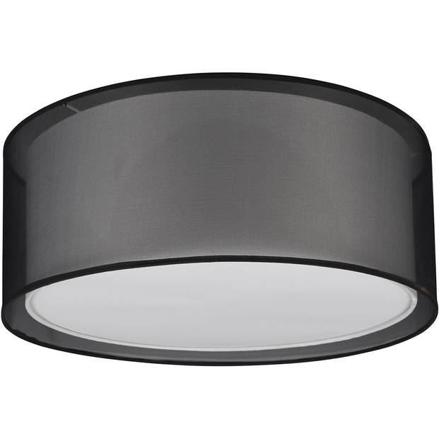 LED Plafondlamp - Plafondverlichting - Trion Bidon - E27 Fitting - 1-lichts - Rond - Mat Zwart - Aluminium