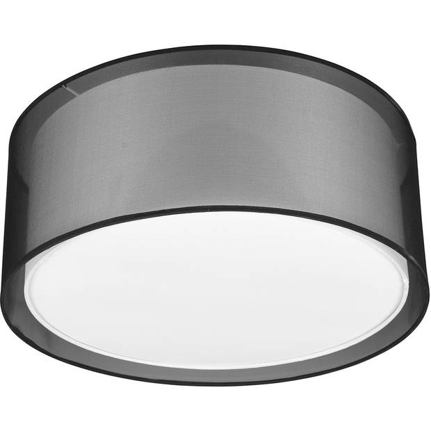 LED Plafondlamp - Plafondverlichting - Trion Bidon - E27 Fitting - 1-lichts - Rond - Mat Zwart - Aluminium