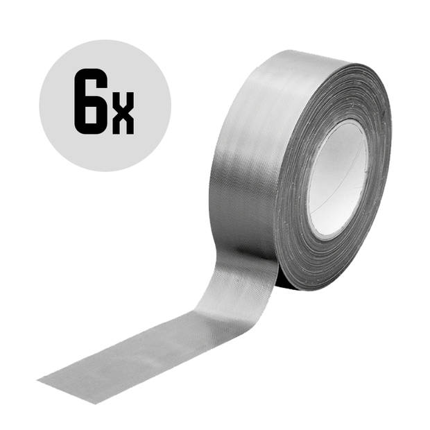 DULA Duct tape - Grijs - 50 mmx50m - 6 Rollen Ducktape - Zilver - Reparatie tape