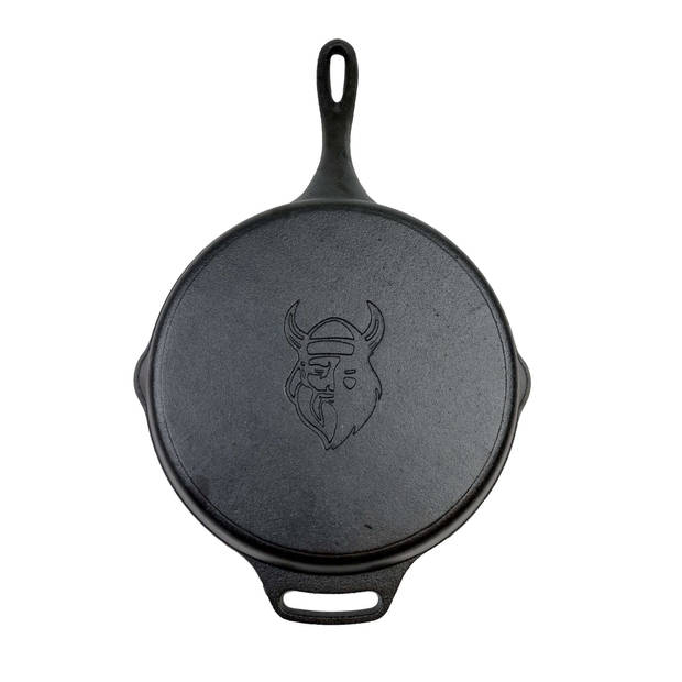 Valhal - Skillet Koekenpan Gietijzer met Steel Ø 25 cm - Gietijzer - Zwart