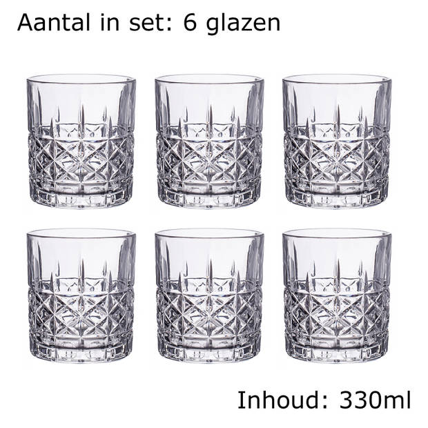 Drinkglazen - Waterglazen - Limonadeglazen - Cocktailglas - Vaatwasserbestendig - 330ml -Set van 6