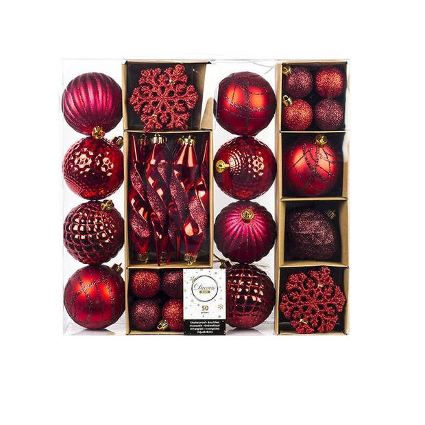 Kerstballen 50 Stuks Rood