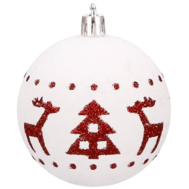 Kerstballen 30 Stuks 7 cm Rood/Wit