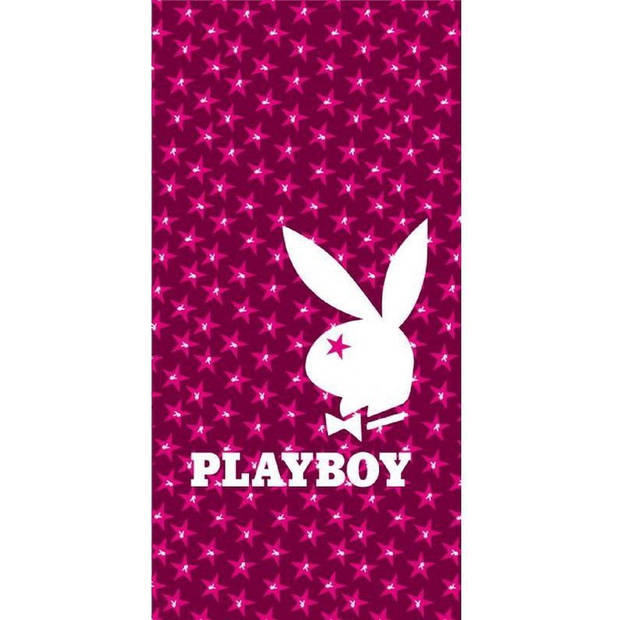 Strandlaken Katoen Playboy Star 75x150cm - fuchsia