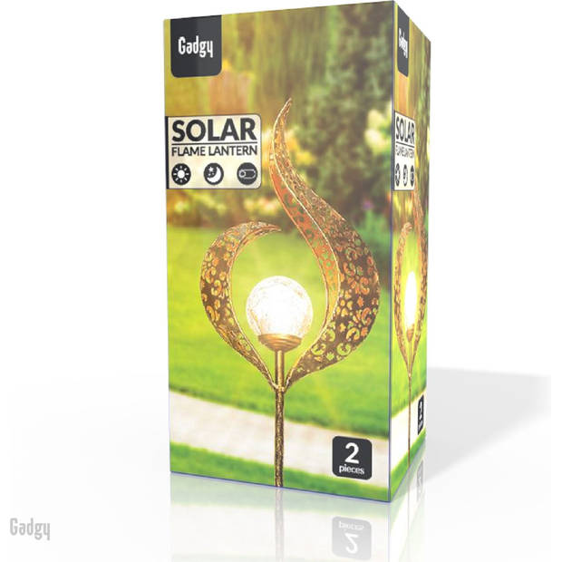 Gadgy Solar Flame met Grondspies – Solar Tuinverlichting - set 2 – Tuinverlichting met Sensor - Tuinfakkel - Tuinsteker