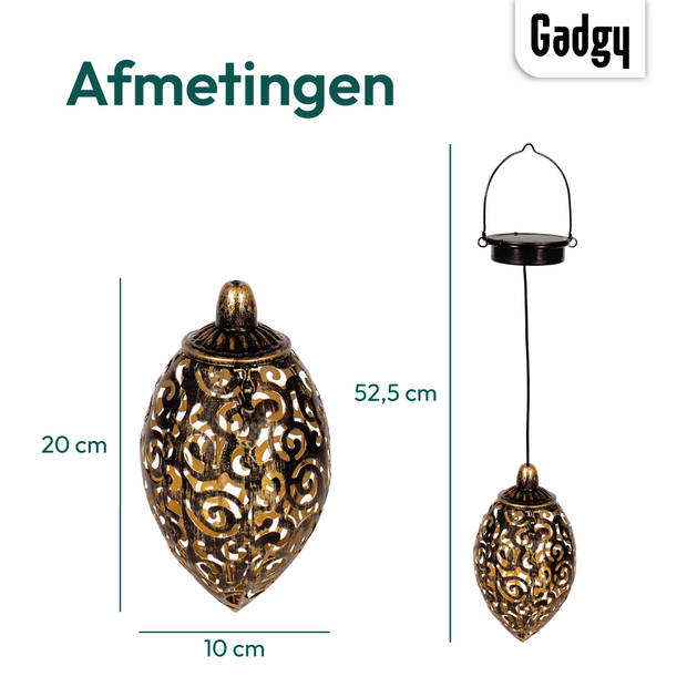 Gadgy Solar Hangende Oosterse Lantaarn Set 2st. – Brons – Solar Tuinverlichting – met Dag/Nacht Sensor - Tuinlantaarn