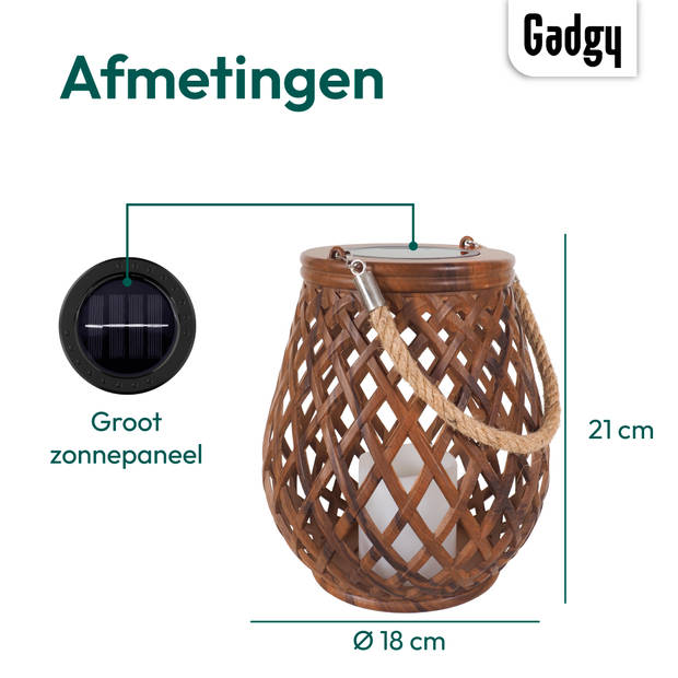 Gadgy Solar Lantaarn Basket - set van 2 - Solar Tuinverlichting dag/nacht Sensor - Tafellamp voor Binnen/Buiten - 21 cm