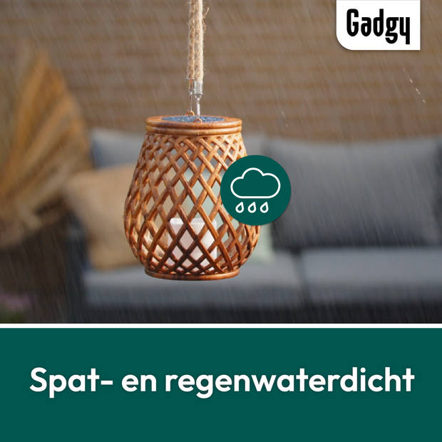 Gadgy Solar Lantaarn Basket - set van 2 - Solar Tuinverlichting dag/nacht Sensor - Tafellamp voor Binnen/Buiten - 21 cm