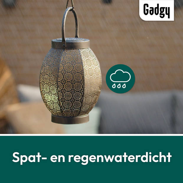 Gadgy Solar Lantaarn Bloem Zwart – Solar Tuinverlichting met dag/nacht Sensor – Tuinlamp - Tuinlantaarn - 24 x Ø 18.5 cm