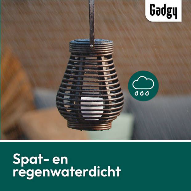 Gadgy Solar Rotan Tafellamp Set van 2 - Solar Tuinverlichting met Dag/Nacht Sensor - Voor Binnen/Buiten - Tuinlantaarn