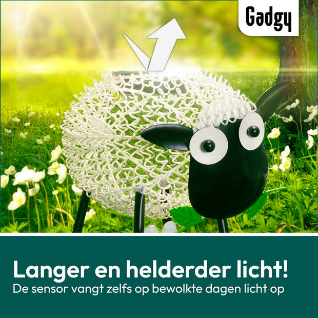 Gadgy Solar tuinverlichting Schaap – Wit - wit en gekleurd Led licht– dag/nacht sensor – buitenlamp zonne energie