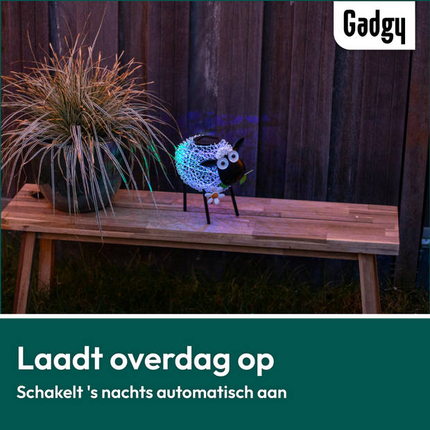 Gadgy Solar tuinverlichting Schaap – Wit - wit en gekleurd Led licht– dag/nacht sensor – buitenlamp zonne energie