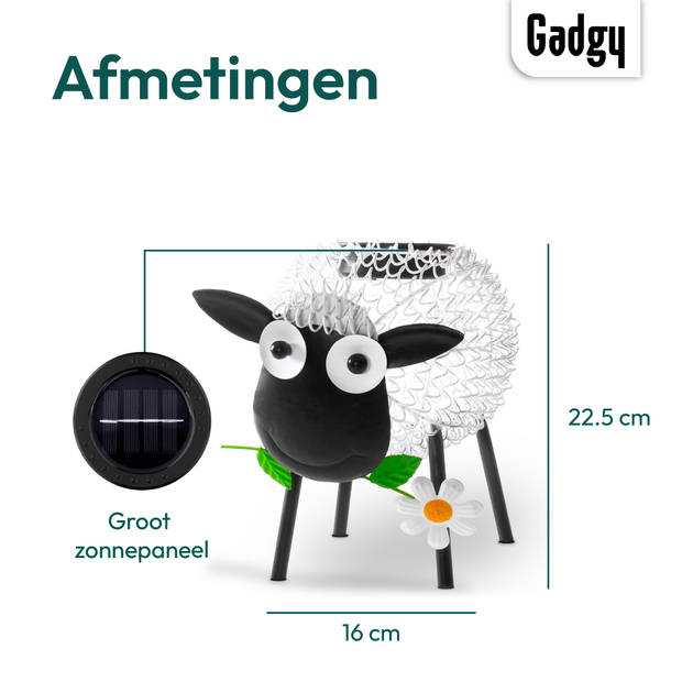 Gadgy Solar tuinverlichting Schaap – Wit - wit en gekleurd Led licht– dag/nacht sensor – buitenlamp zonne energie