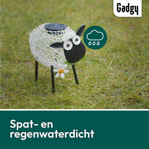 Gadgy Solar tuinverlichting Schaap – Wit - wit en gekleurd Led licht– dag/nacht sensor – buitenlamp zonne energie