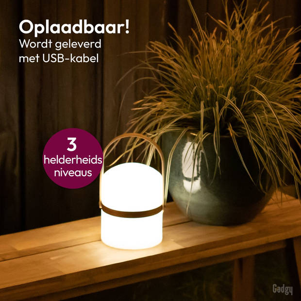 Gadgy Tafellamp Buiten USB Oplaadbaar - Ø 14 cm - LED Dimb. - Voor Buiten/Binnen – Tuinverlichting - Brandt tot 160 uur