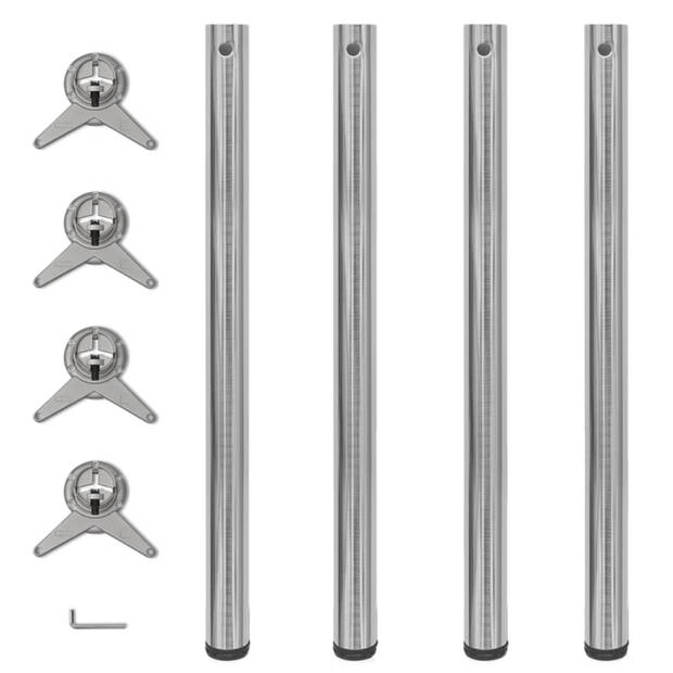 Tafelpoten in hoogte verstelbaar geborsteld nikkel 870 mm 4 st