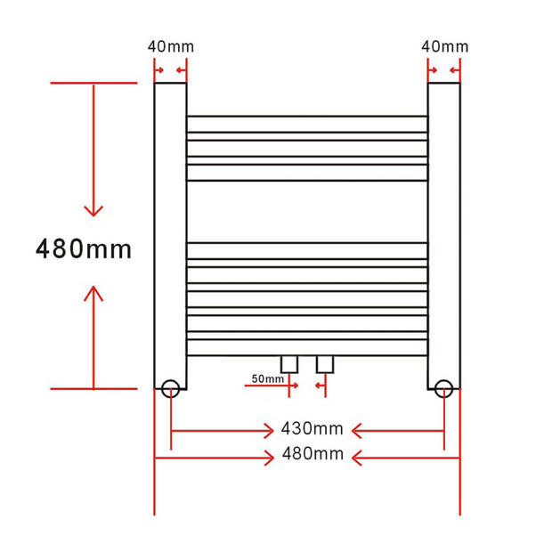 The Living Store Handdoekradiator - gebogen wandmontage - wit - 480x480 mm - 8 buizen - 215 W