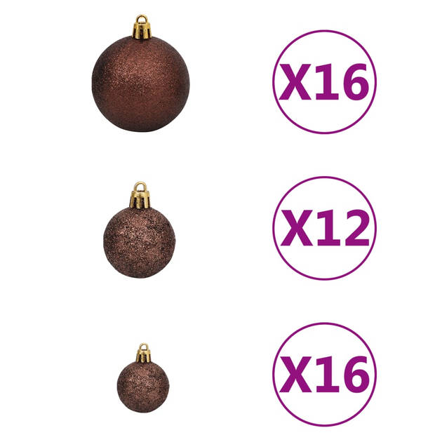 vidaXL 100-delige Kerstballenset 3/4/6 cm bruin/bronskleur/goudkleurig