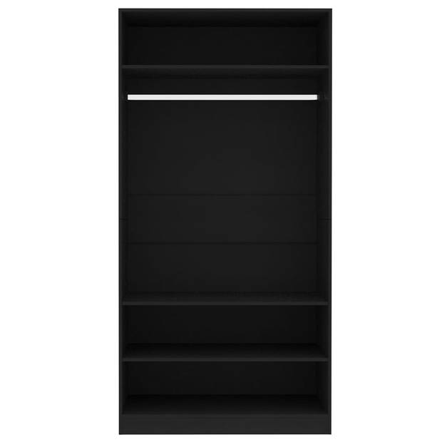 The Living Store Kledingkast Compact - 100x50x200 cm - Zwart-Bewerkt hout