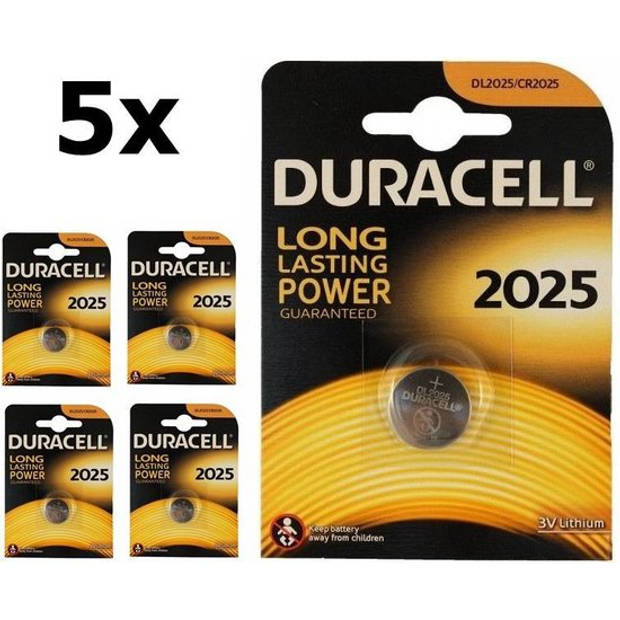 5 Stuks Duracell CR2025 3V lithium knoopcel batterij