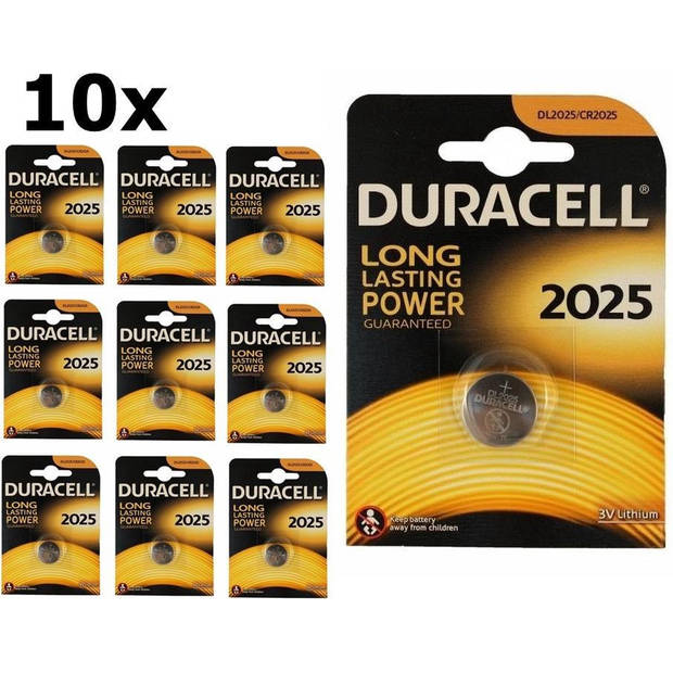 10 Stuks - Duracell CR2025 3V lithium knoopcel batterij