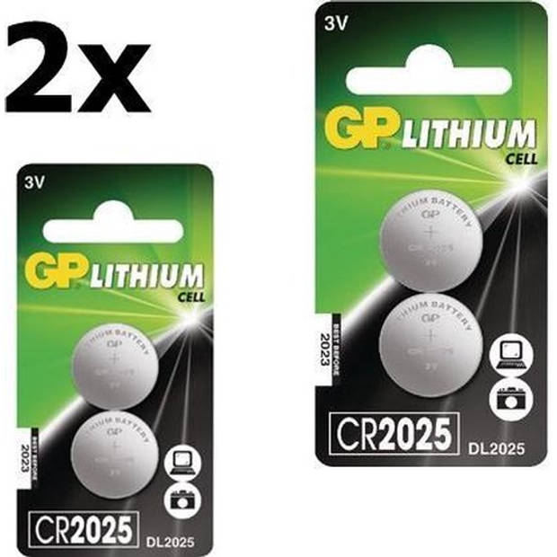 4 Stuks (2 Blister a 2st) GP CR2025 3v lithium knoopcel batterij