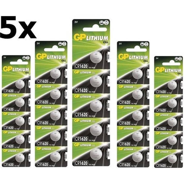 25 Stuks (5 Blister a 5st) GP CR1620 3v lithium knoopcelbatterij