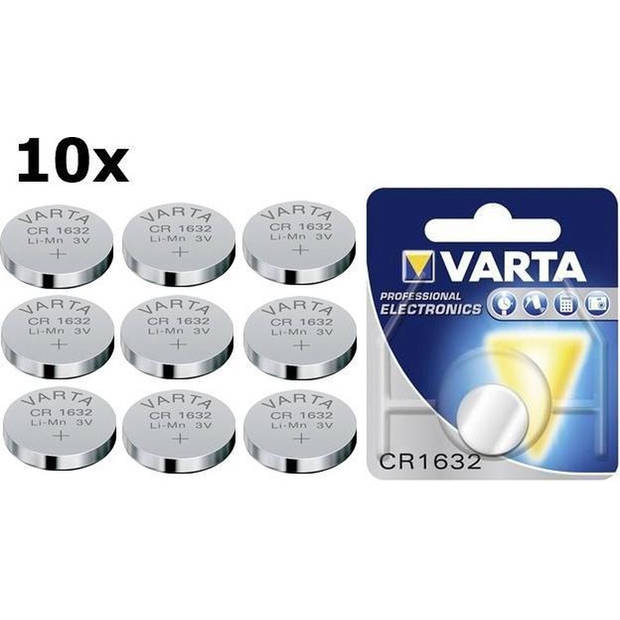 10 Stuks Varta CR1632 140mAh 3V Lithium Knoopcel Batterij