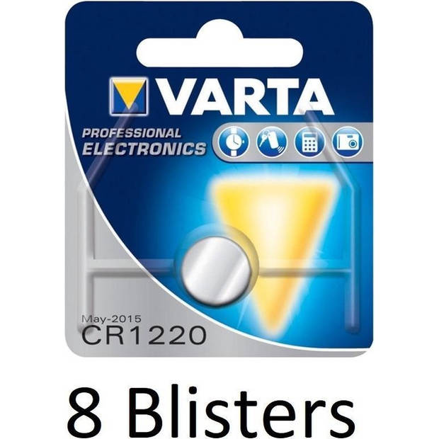 8 stuks (8 blisters a 1 st) Varta CR 1220 Wegwerpbatterij