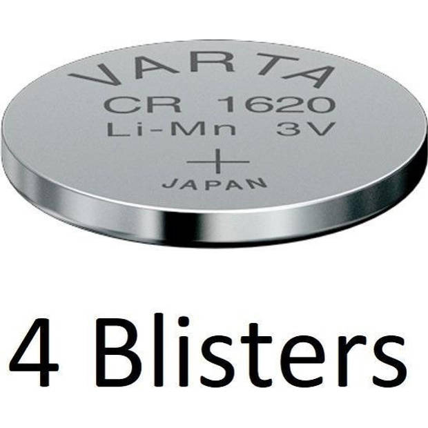 4 Stuks (4 Blisters a 1 st) Varta CR1620 Wegwerpbatterij Lithium