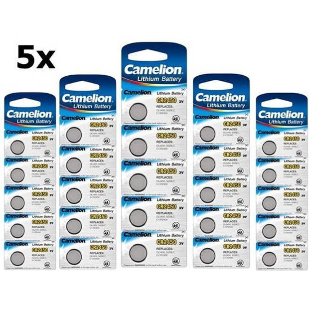 25 Stuks (5 Blister a 5st) Camelion CR2450 3v lithium knoopcelbatterij