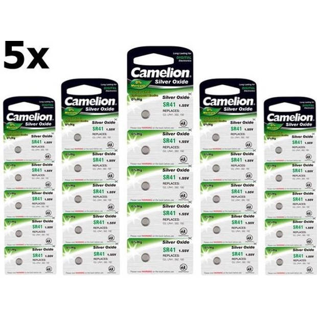 25 Stuks (5 Blisters a 5St) - Camelion Silver Oxide SR41W/392 1.55V knoopcel batterij