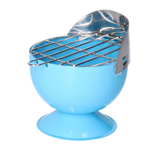 Asbak als BBQ vorm metaal 12 cm blauw voor binnen/buiten - Asbakken