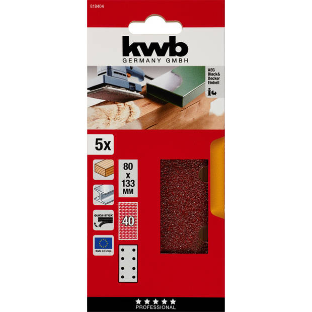 KWB Schuurstroken, hout & metaal. 80 X 133 MM K40