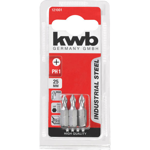 KWB Bit Phillips 1 - 25 mm INDUSTRIAL STEEL - 3 stuks