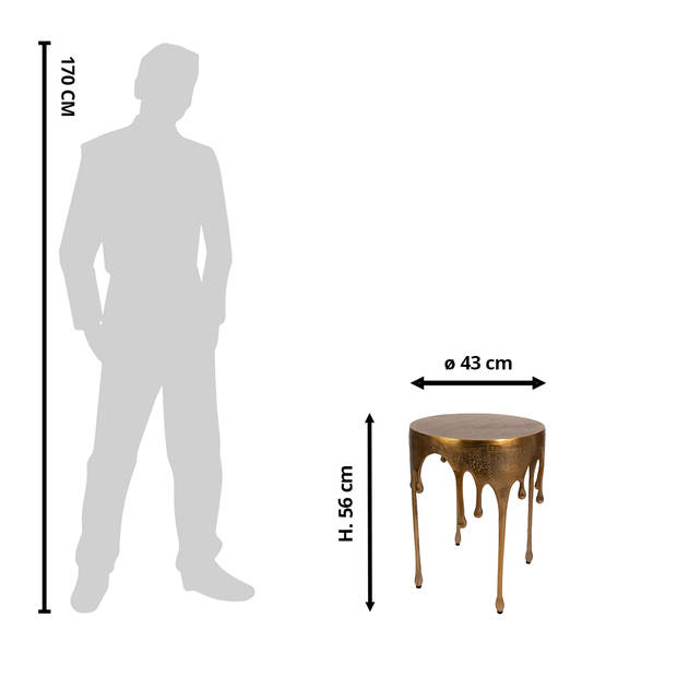 Clayre & Eef Bijzettafel Ø 43x56 cm Goudkleurig Aluminium Rond Goudkleurig