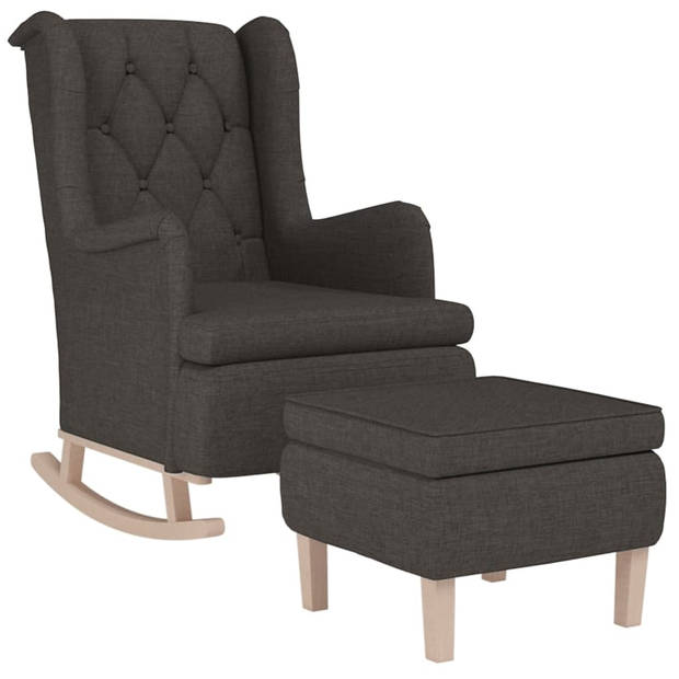 The Living Store Fauteuil Schommelpoten Donkergrijs 65x91x100 cm - Hoogwaardige stof