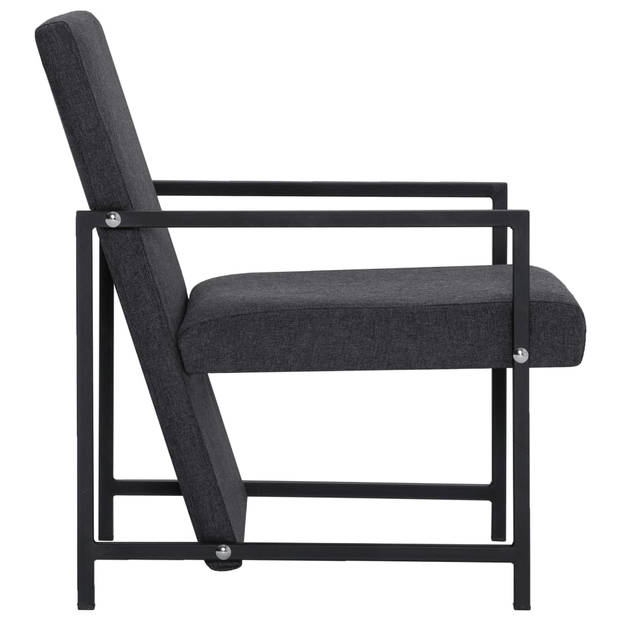 The Living Store Fauteuil - moderne vormgeving - Armstoel - 53x69x73cm - donkergrijs massief hout