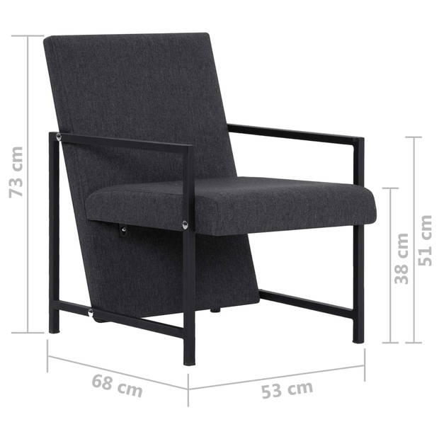 The Living Store Fauteuil - moderne vormgeving - Armstoel - 53x69x73cm - donkergrijs massief hout