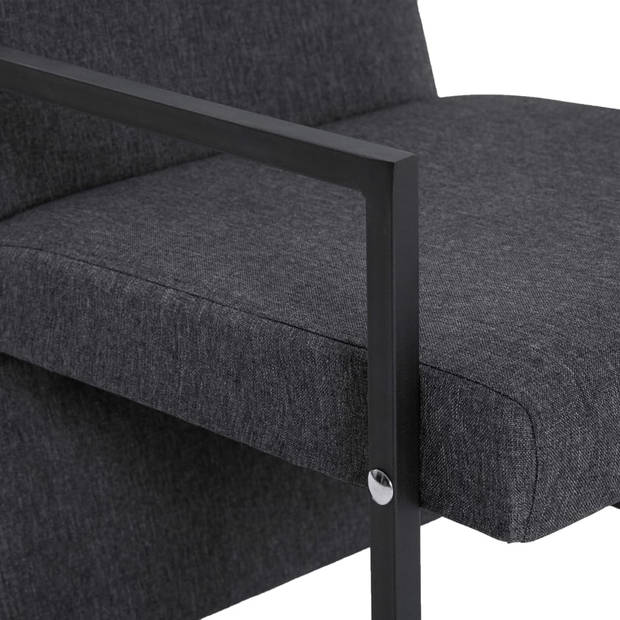 The Living Store Fauteuil - moderne vormgeving - Armstoel - 53x69x73cm - donkergrijs massief hout