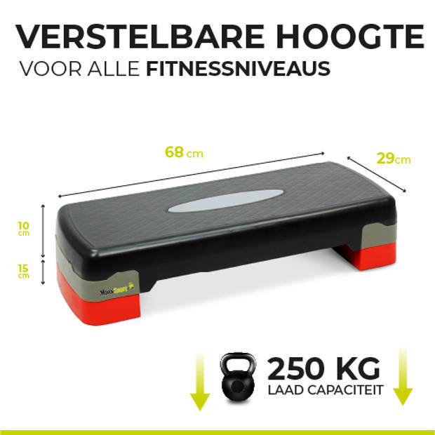 MaxxSport Aerobic Step - Stepbank - Fitness step - Fitness bank - In Hoogte Verstelbaar - 68 cm