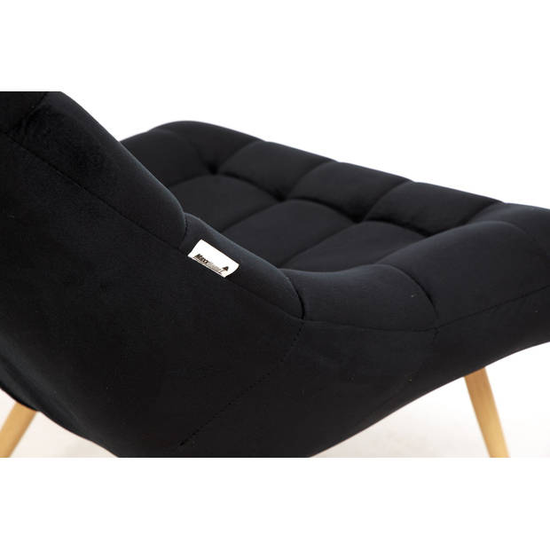 MaxxHome Eetkamerstoel – Lounge stoel – Eetkamerstoel met armleuning – Velvet Stoel - Zwart