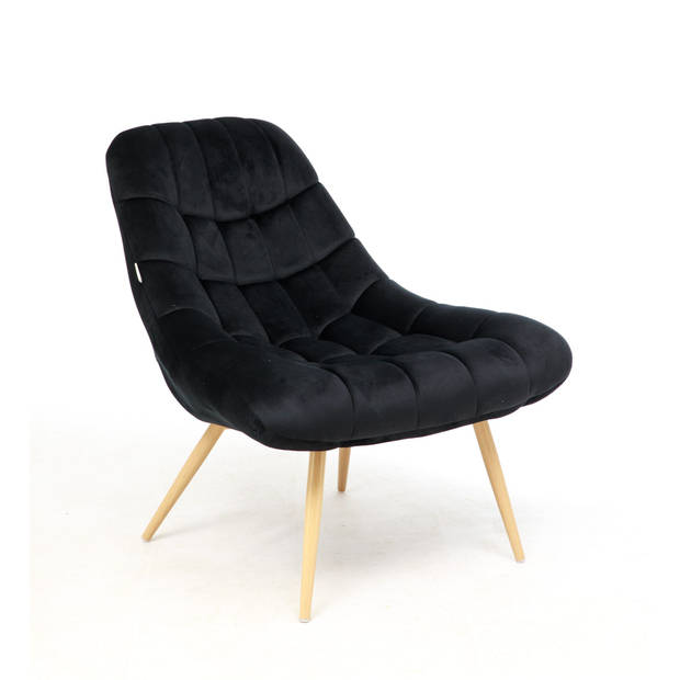MaxxHome Eetkamerstoel – Lounge stoel – Eetkamerstoel met armleuning – Velvet Stoel - Zwart